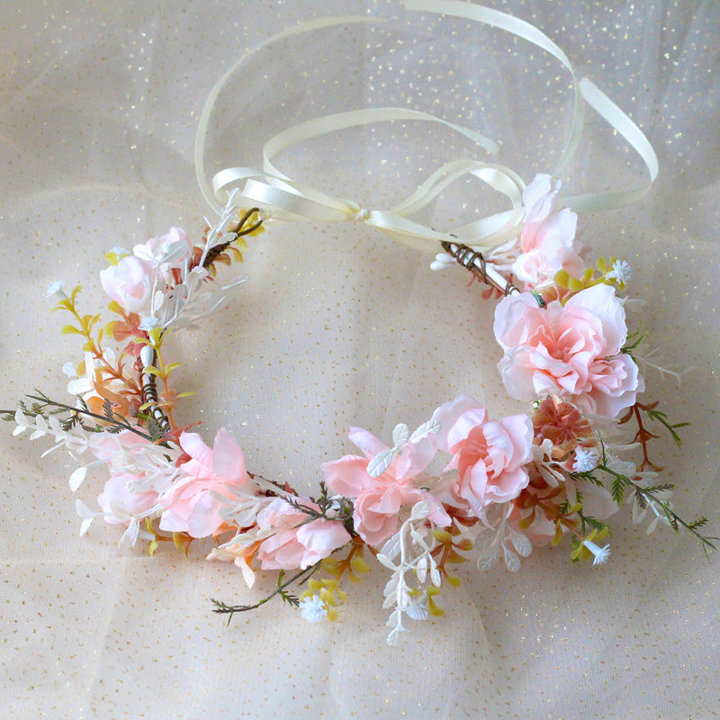 Corona di fiori da sposa - Ghirlanda di capelli con peonie e rose