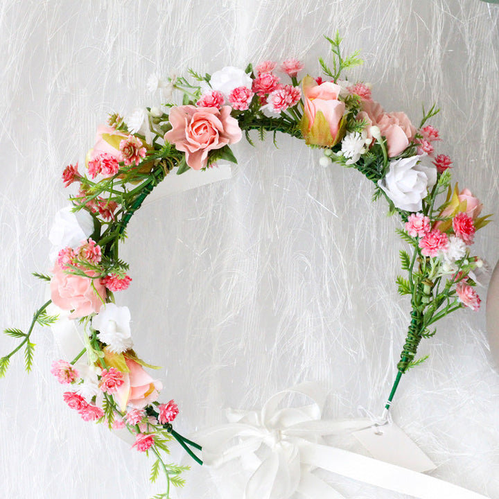 Svatební květinová koruna - Pivoňka Bouque Bílé růže