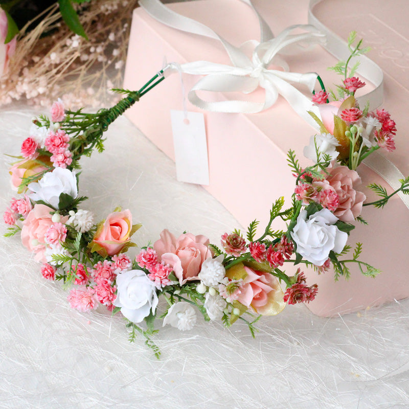 Couronne de fleurs nuptiale - Bouque de pivoines roses blanches