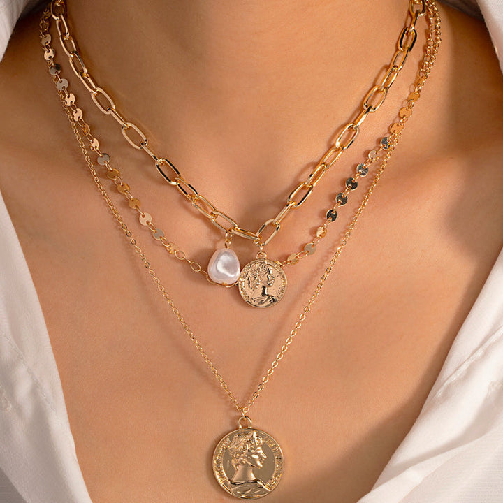 Quasten-Boho-Halskette – Perlen- und Münzanhänger