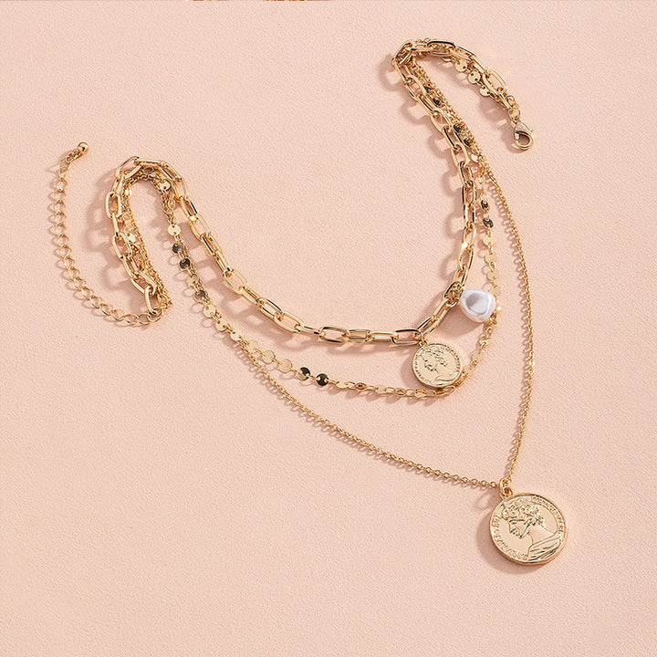 Collana Boho con nappa - Ciondolo con perle e monete