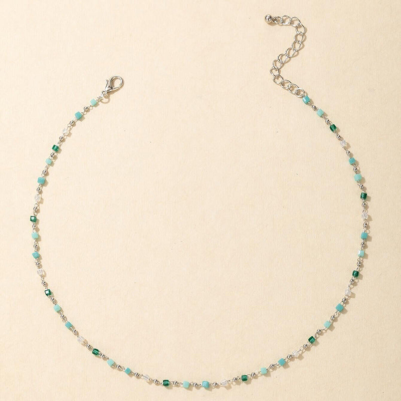 Turkos Boho Halsband - Handgjorda pärlor med pärlor