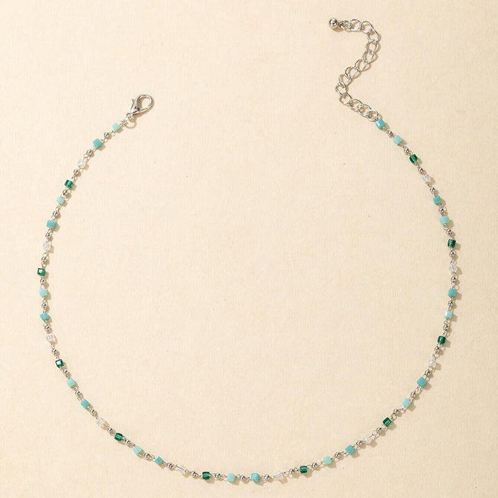 Turquoise Boho Necklace - Handmade Beaded Bead Choker