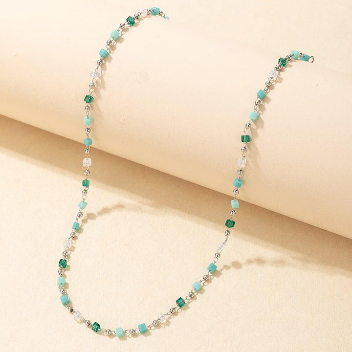 Collier Boho Turquoise - Ras de cou en perles faites à la main
