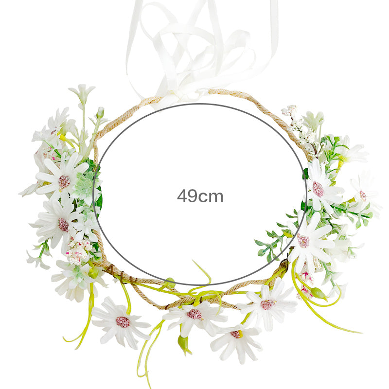 Korona kwiatowa dla nowożeńców - liście eukaliptusa, mała biała stokrotka