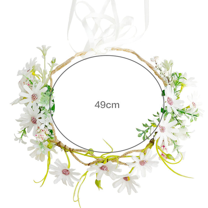 Corona de flores nupciales - Hojas de eucalipto Margarita blanca pequeña