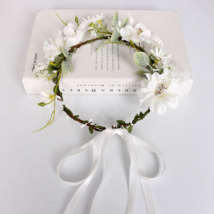 Svatební květinová koruna - bílá perla drahokamu sedmikráska