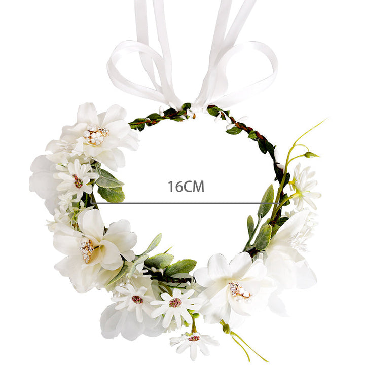 Coroa de flores de noiva - Margarida de strass pérola branca