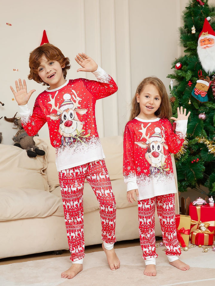 Pyjama assorti familial Snow Elk (avec animaux de compagnie)
