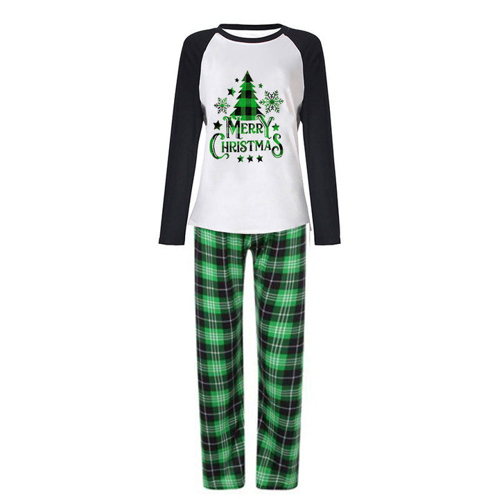 Grönt rutigt julgransmönster Familjematchande pyjamasset (med husdjurs hundkläder)