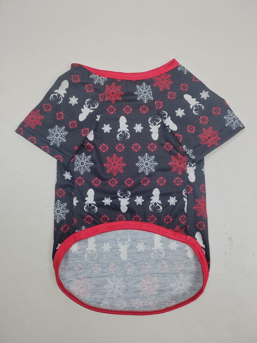 Set pigiama coordinato natalizio con cervo delle nevi rosso natalizio (con vestiti per cani)