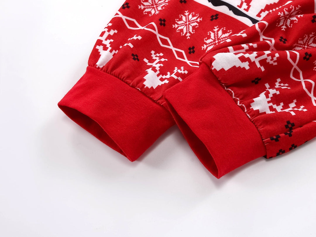 Red Christmas Elk Print Fmalily Matching Pyjamas (mat Hausdéieren)