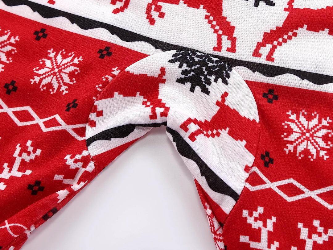 Κόκκινη χριστουγεννιάτικη στάμπα αλκών Fmalily ασορτί πιτζάμες (με κατοικίδιο)