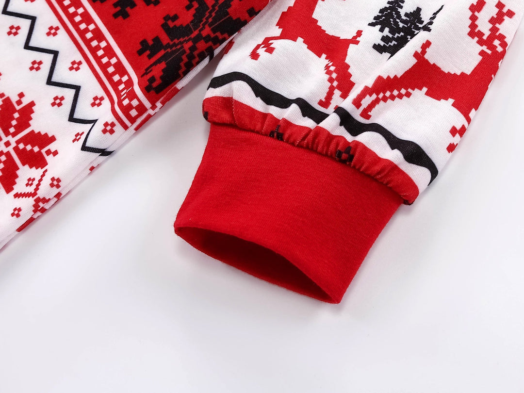 Pijama Fmalily com estampa de alce de Natal vermelho (com animais de estimação)