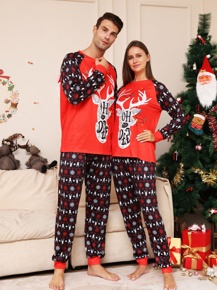 Conjuntos de pijamas Red Christmas Snow Deer Fmalily combinando (com roupas de cachorro para animais de estimação)