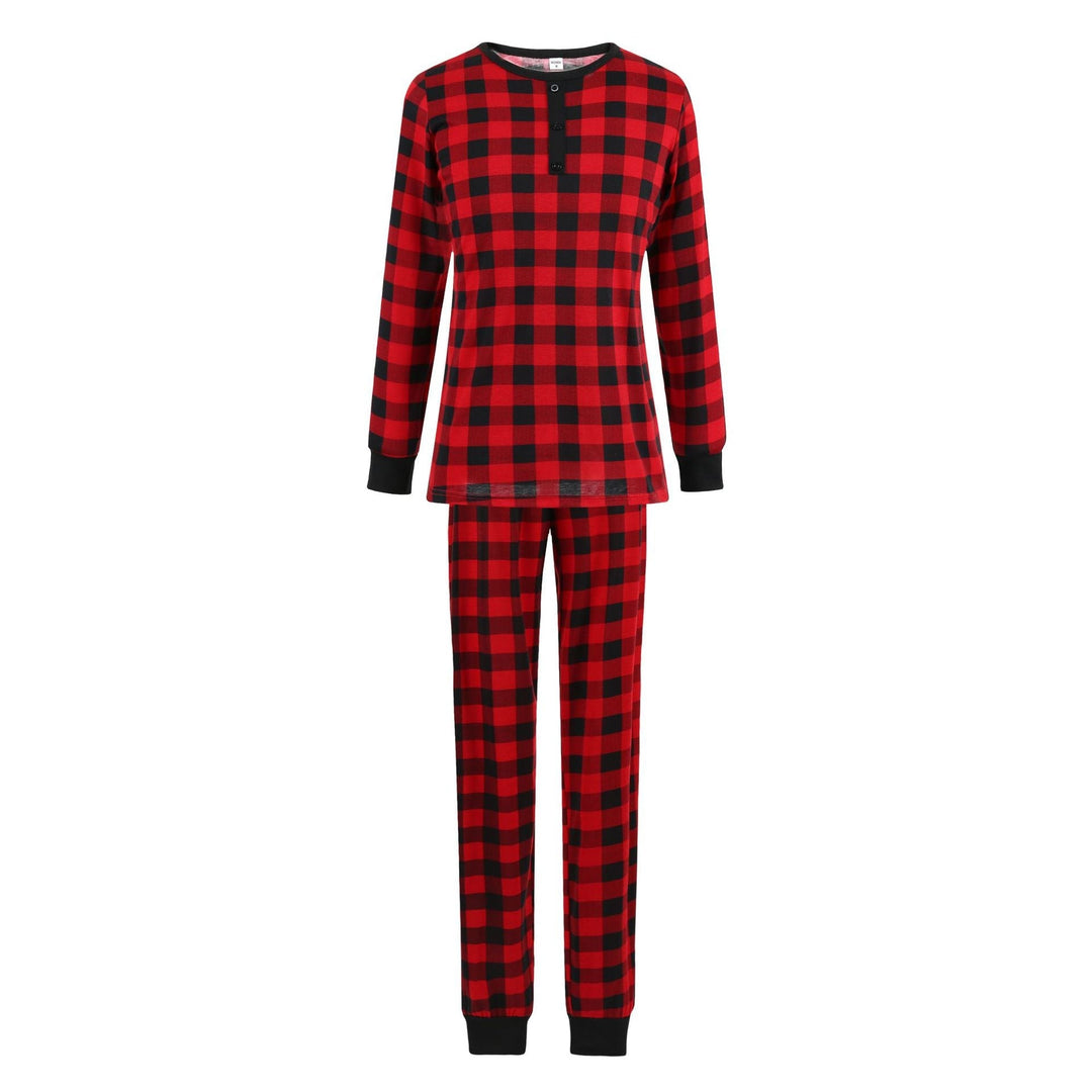 Ensemble de pyjama assorti pour la famille à carreaux noir-rouge de Noël (avec vêtements pour chien)