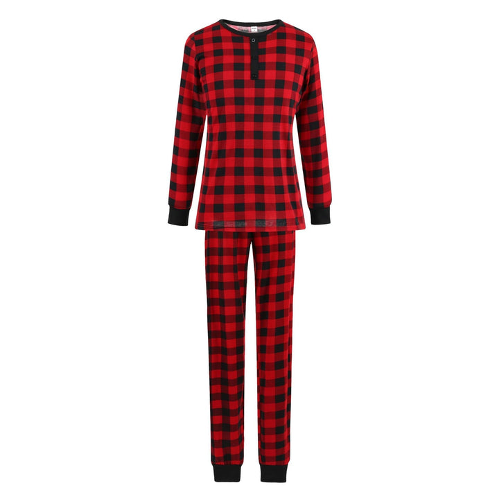 Conjunto de pijamas familiares a juego con cuadros navideños de color negro y rojo (con ropa para perros)