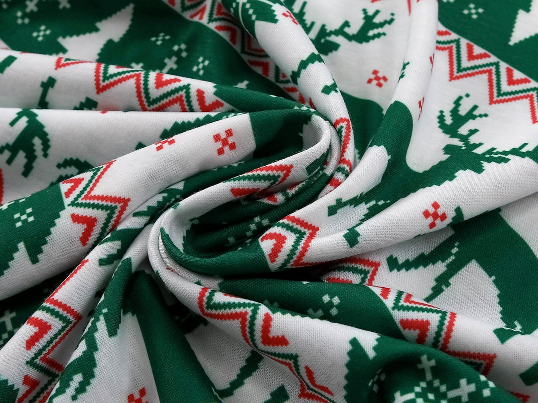 Green Christmas Elk familiematchende pyjamassett (med kjæledyrs hund)