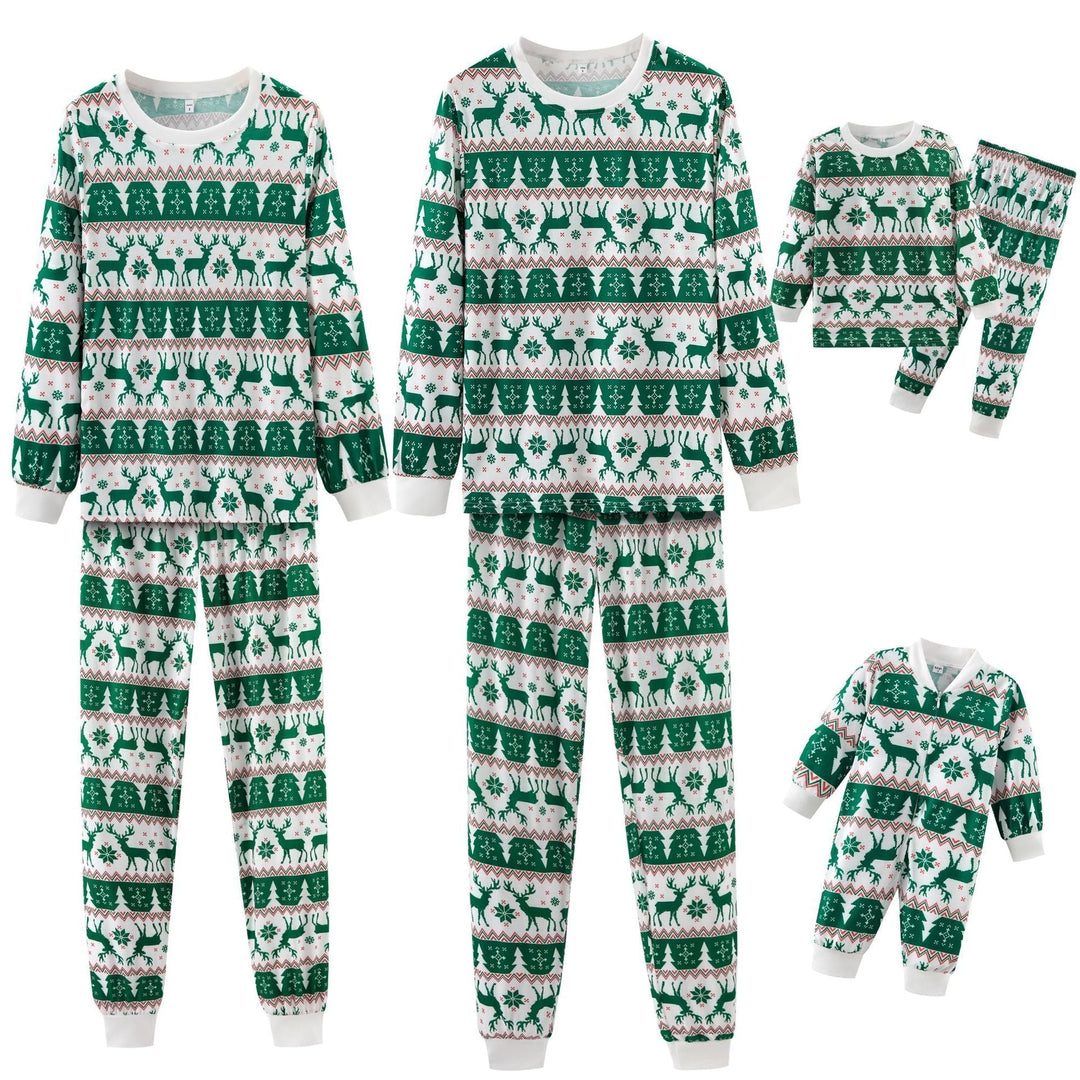 Conjuntos de pijamas familiares de alce navideño verde (con el perro de la mascota)