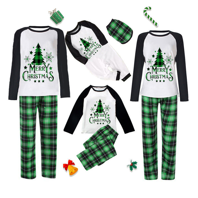 Zelený kostkovaný vánoční stromeček Sady pyžam, které ladí s rodinou (s oblečky pro psa pro mazlíčka)