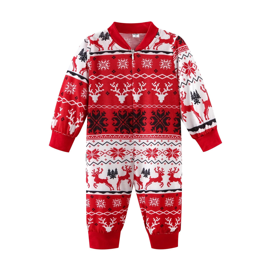 Röd jul älgtryck Familjematchande pyjamas (med husdjur)