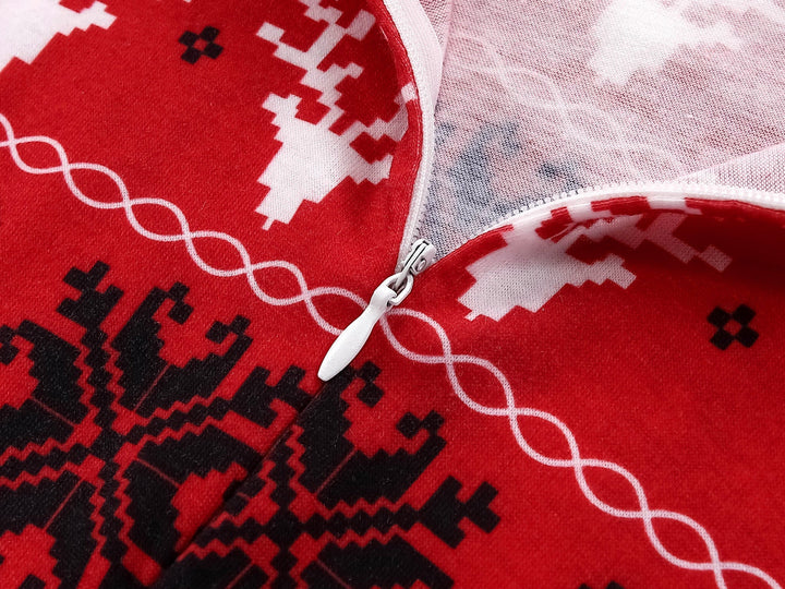 Pijama familiar a juego con estampado de alces navideños rojos (con mascotas)