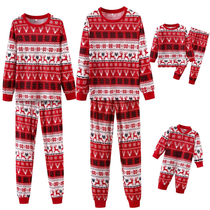 Röd jul älgtryck Familjematchande pyjamas (med husdjur)
