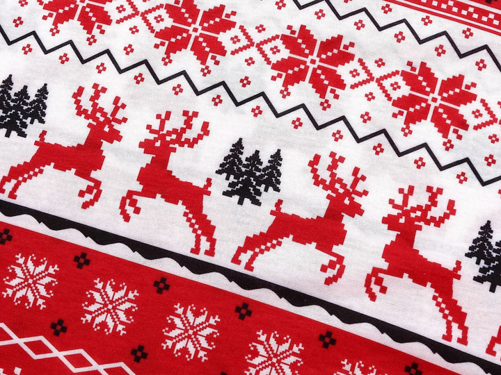 Pyjama assorti Fmalily à imprimé élan de Noël rouge (avec animaux de compagnie)