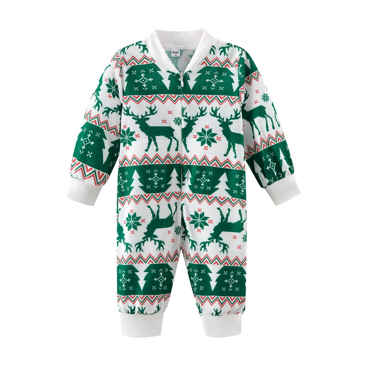 グリーン クリスマス ヘラジカ Fmalily マッチング パジャマ セット (ペットの犬付き)