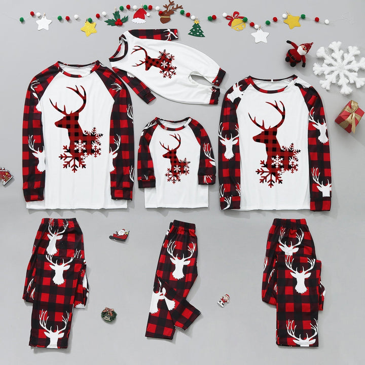 Conjuntos de pijama combinando com estampa de veado de Natal Fmalily