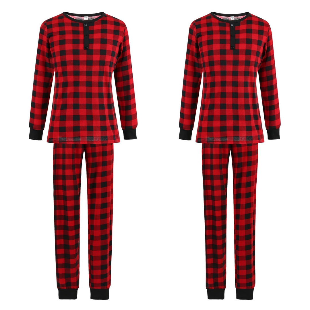 Weihnachts-Pyjama-Set mit schwarz-rotem Karomuster für die ganze Familie (mit Hundekleidung)