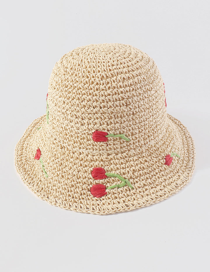 Πλεκτό καπέλο με κουβά λουλουδιών