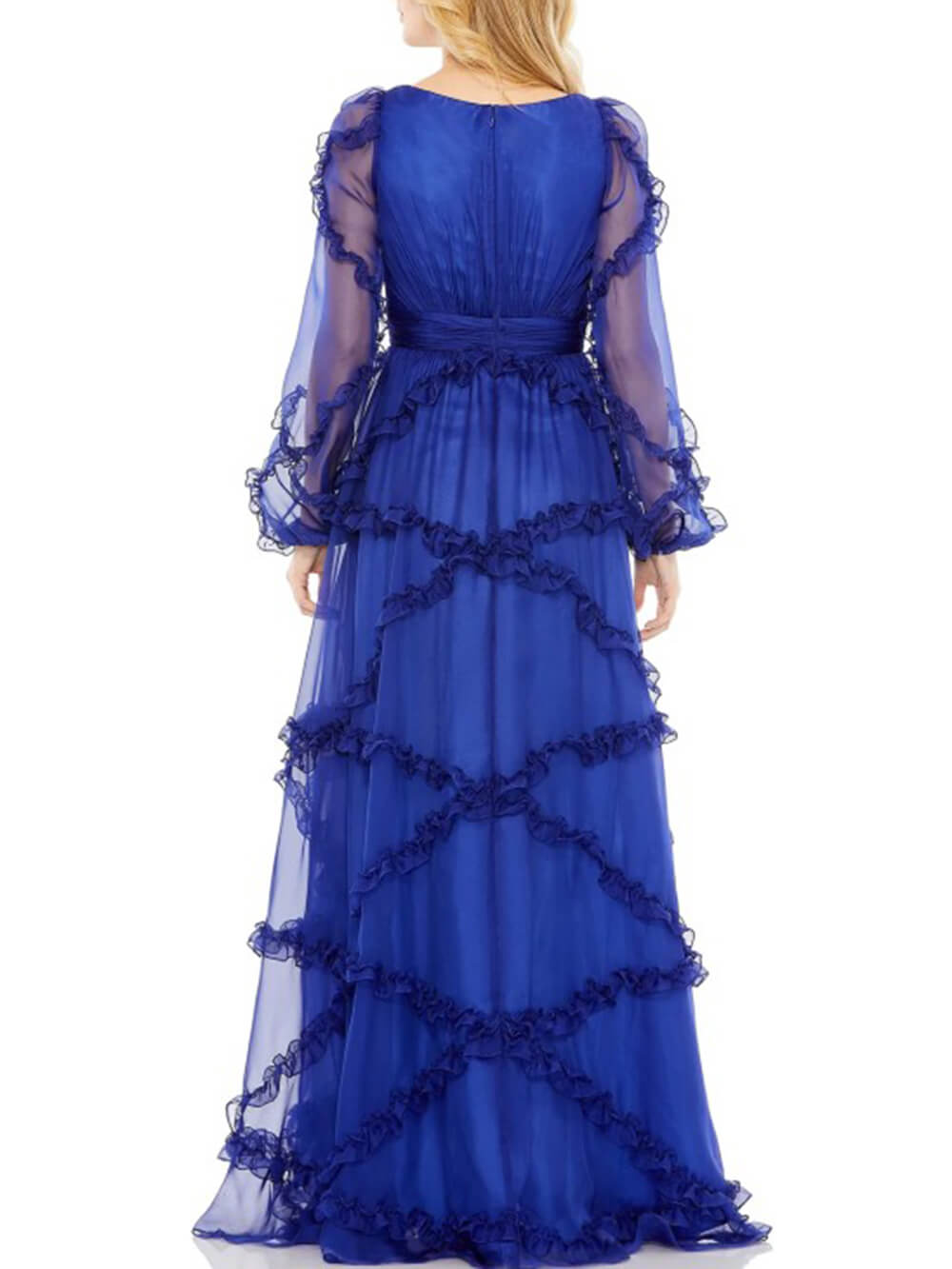 שמלת מקסי A-Line עם שרוול נפוח מדורג