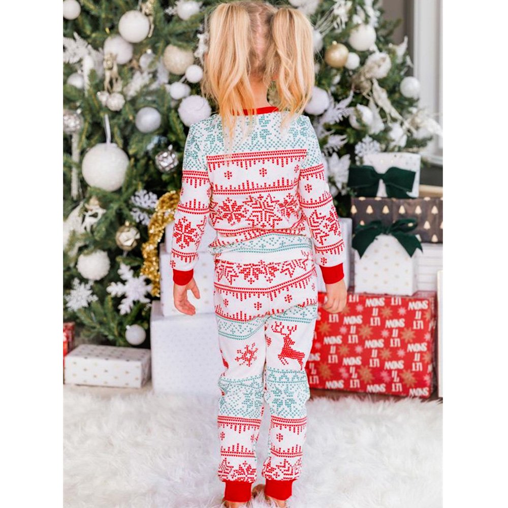 Weihnachts-Hirsch-Schneeflocken-Familien-passendes Pyjama-Set (mit Hundekleidung des Haustiers)