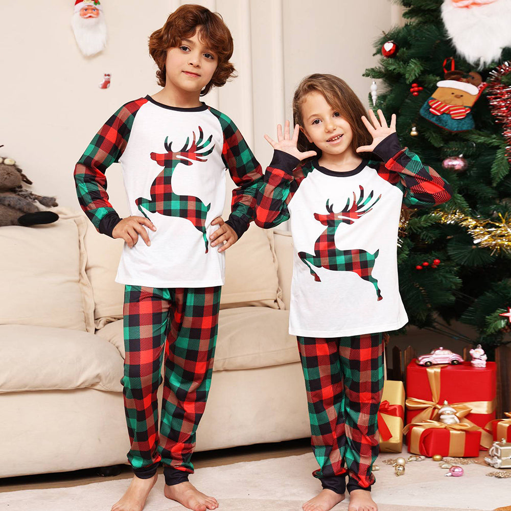 Vánoční Family Matching Pyjamas Set Green Grid Pyjamas