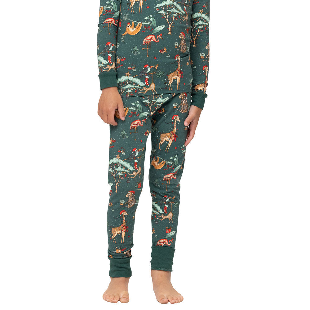 Chrëschtdag Cute Déieren Fmalily passende Pyjamas Sets (Mat Pet Dog's Pj's)