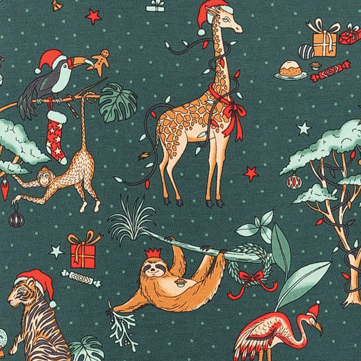 Set pigiami natalizi coordinati con simpatici animali natalizi (con pigiama di cane)