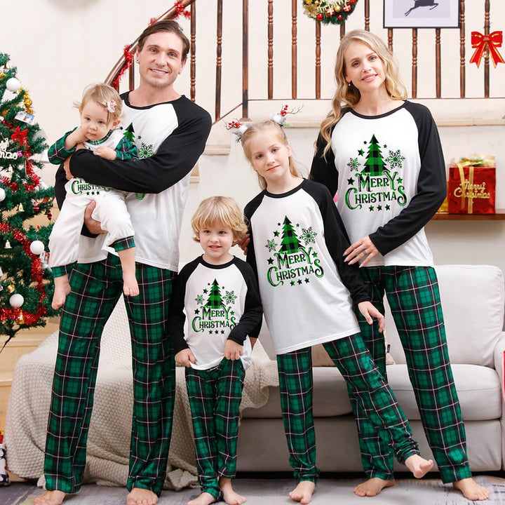 Σετ Merry Christmas Πράσινο καρό και μαύρη πιτζάμες