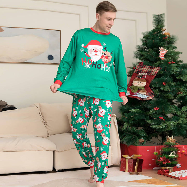 Świąteczny rodzinny komplet piżam. Zielona piżama Świętego Mikołaja