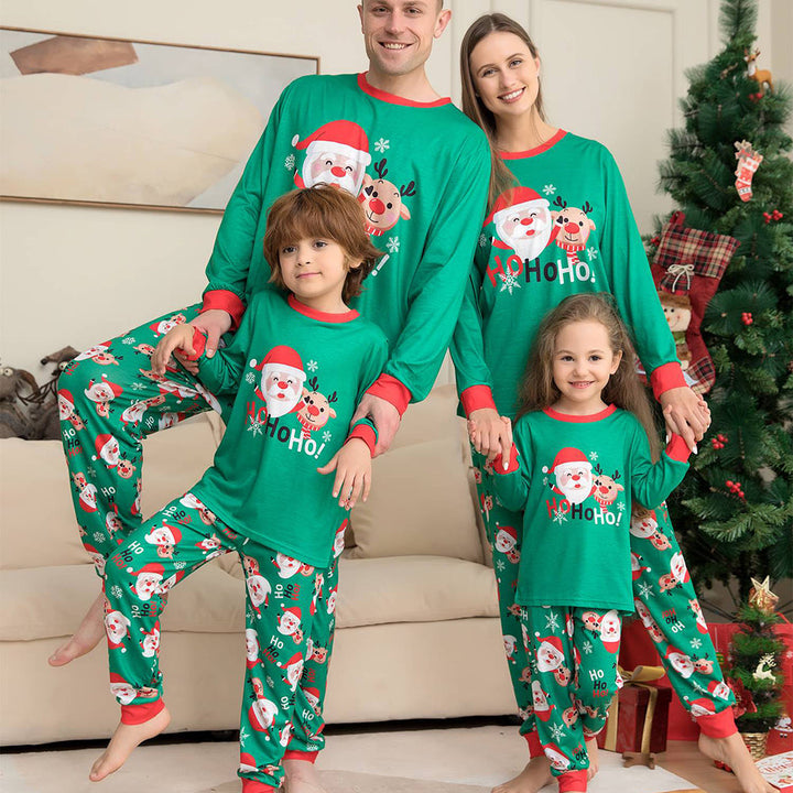 Julefamilie matchende pyjamassæt Grøn julemandspyjamas