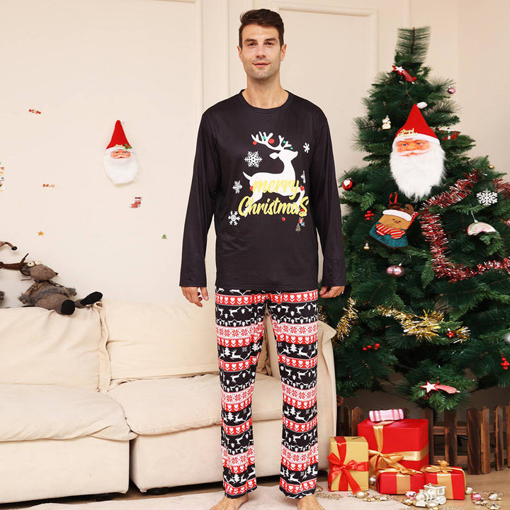 Świąteczny rodzinny komplet piżam z czarnym jeleniem