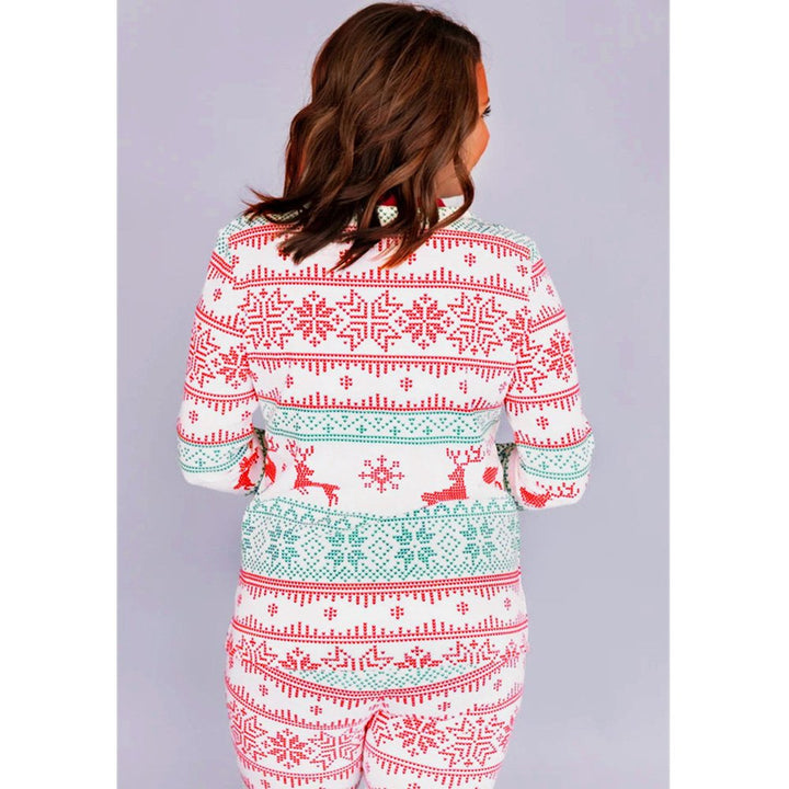 Conjunto de pijama a juego familiar con copos de nieve y ciervos navideños (con ropa para perros)