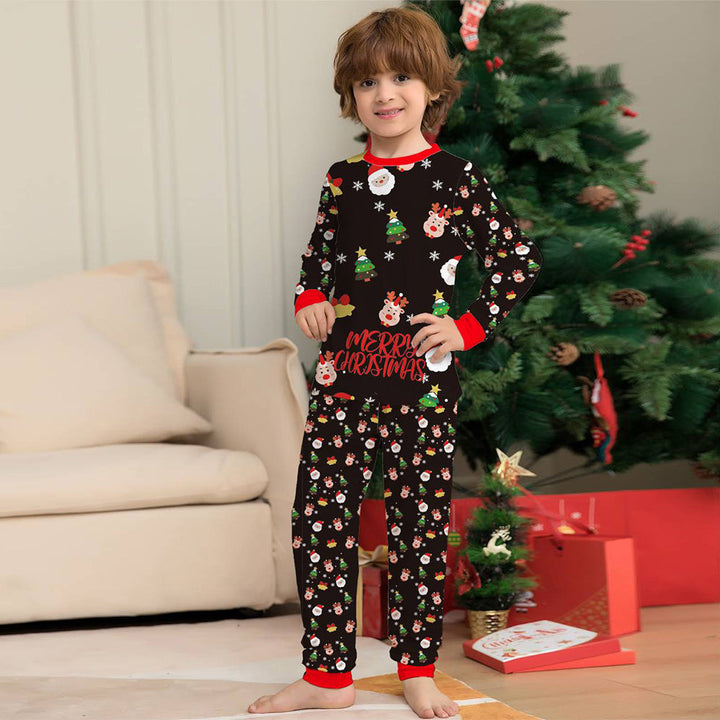 Conjunto de pijamas navideños a juego para familia Pijamas mono de muñecos de nieve negros