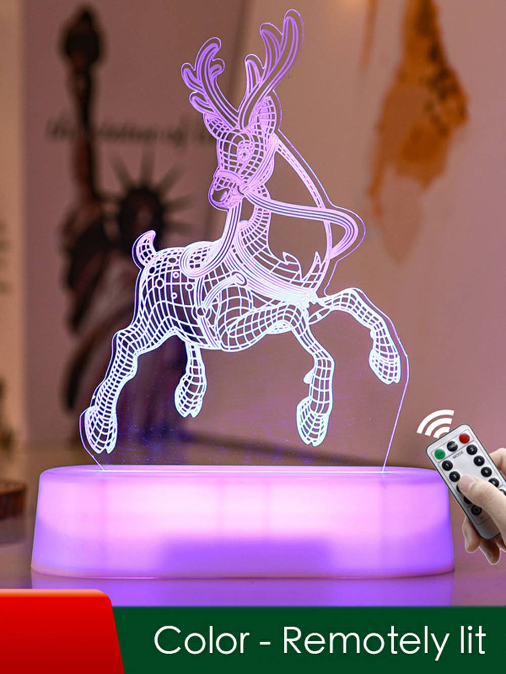 Luce notturna creativa a LED con renna in acrilico - Decorazioni natalizie