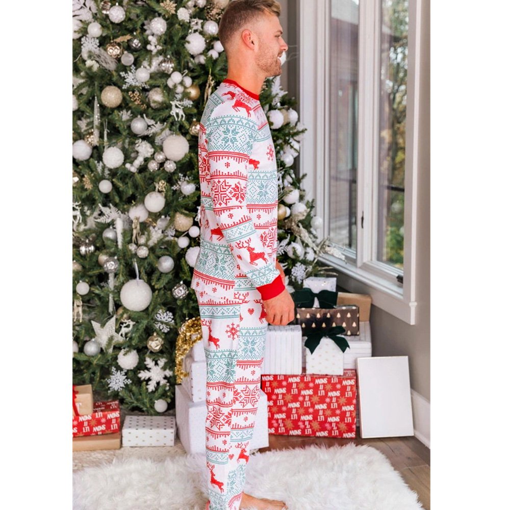 Vánoční jelen Snowflake Family Matching Pyžama Set (s oblečky pro psa Pet's)