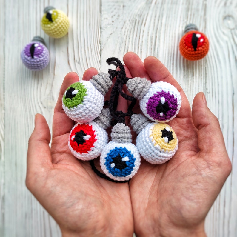 Eyeball Garland Crochet Pattern Crochet Light Bulb Garland / PDF English Tutorial