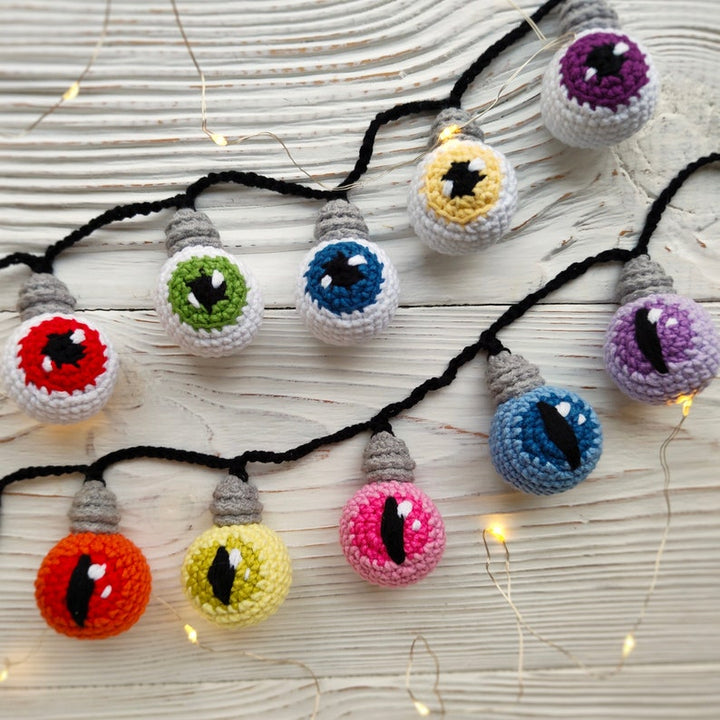 Eyeball Garland Crochet Pattern Crochet Light Bulb Garland / PDF English Tutorial