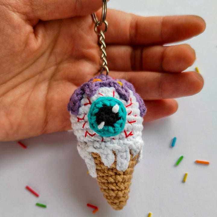 Eye Scream Crochet Pattern Uhyggelig Ice Cream nøglering / PDF engelsk vejledning