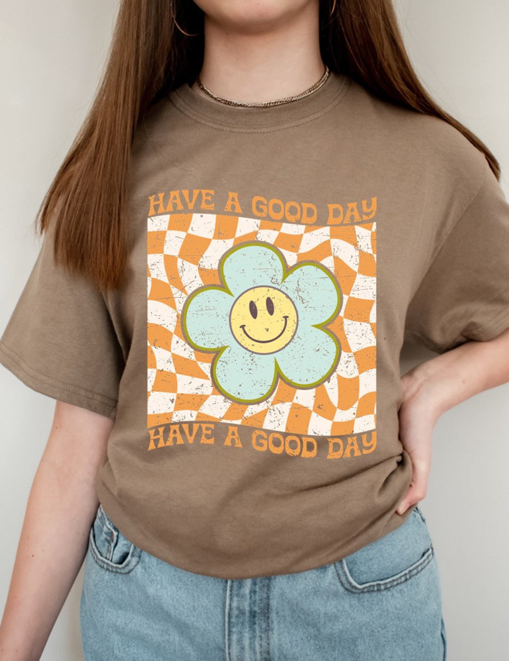 Basic-T-Shirt mit Aufschrift „Have A Good Day“