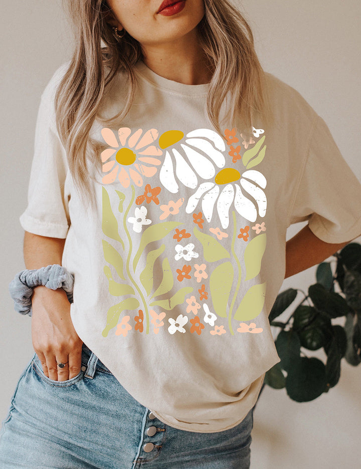 T-shirt basique floral à fleurs sauvages Nature